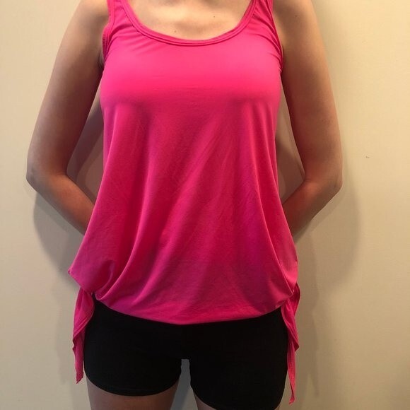 TYR Dual Adjustable Side Tie Tank Top Bright Hot Pink S SM Small Quick Dry Tunic - Picture 1 of 12